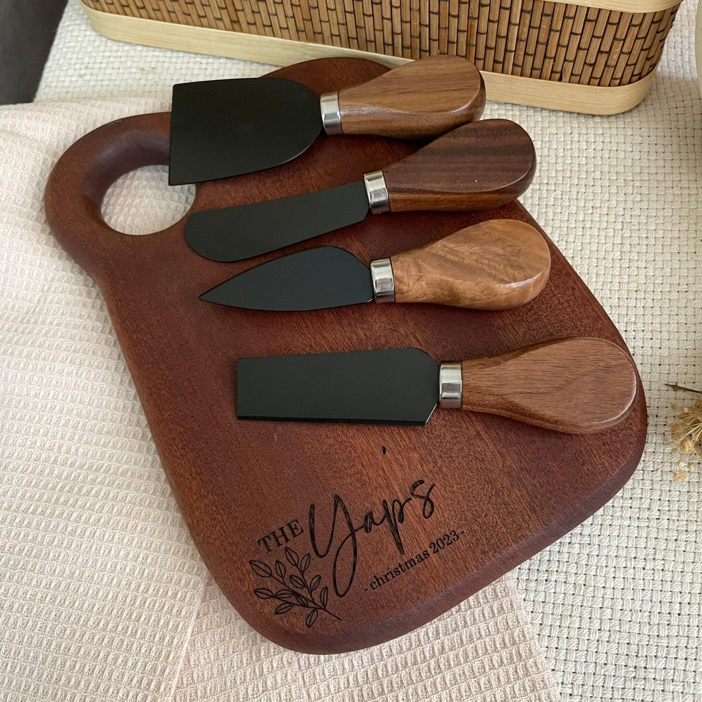 Artisan Serve & Slice Set | Cheese Knives Set & Mini Serving Board - Personalized Gift - The Chic Habitat