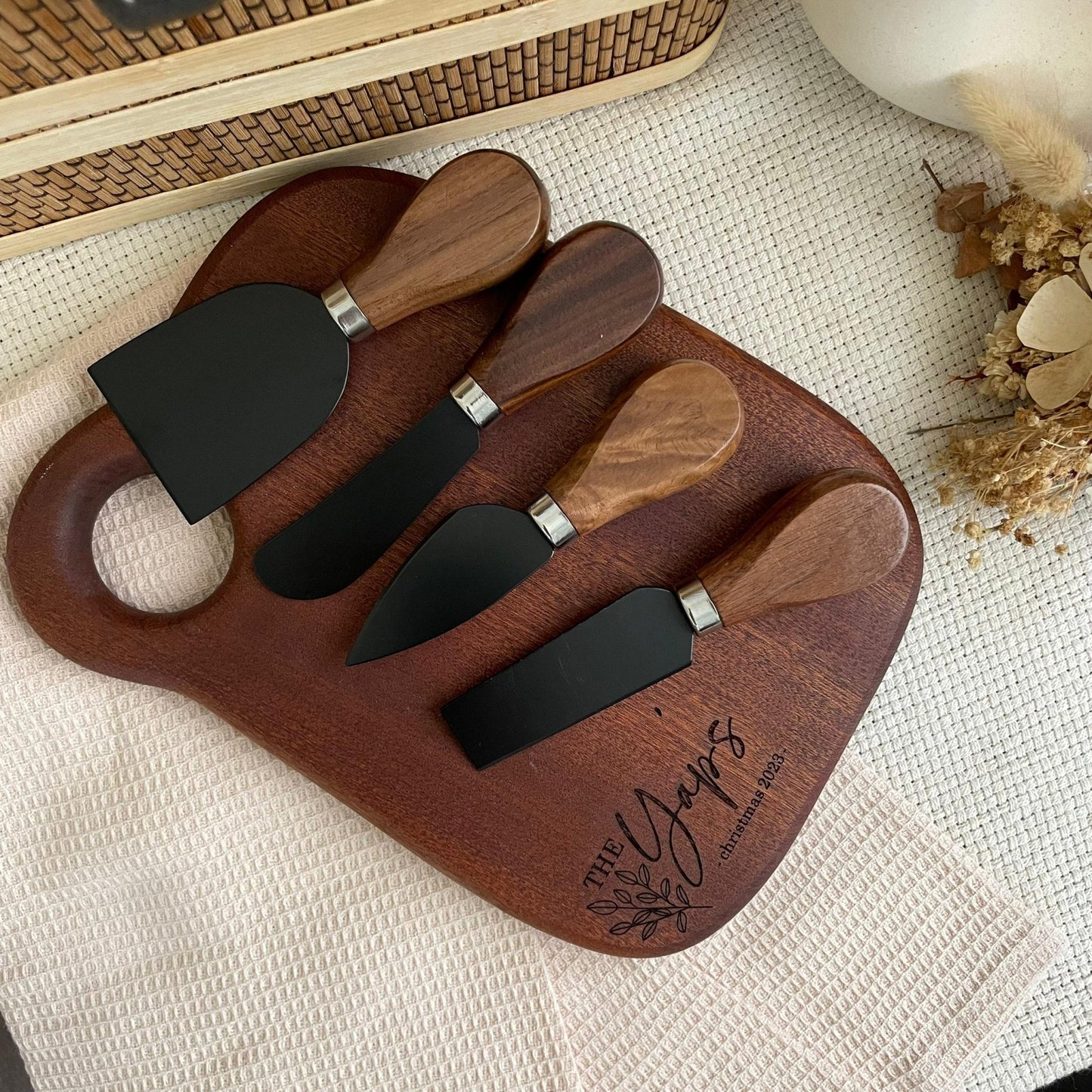 Artisan Serve & Slice Set | Cheese Knives Set & Mini Serving Board - Personalized Gift - The Chic Habitat