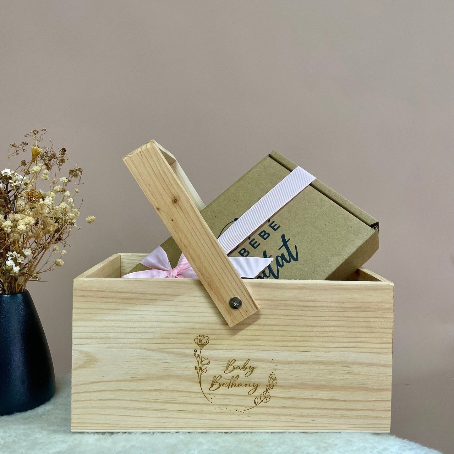 Wooden Crate with Handle - Personalized Gift - The Chic Habitat