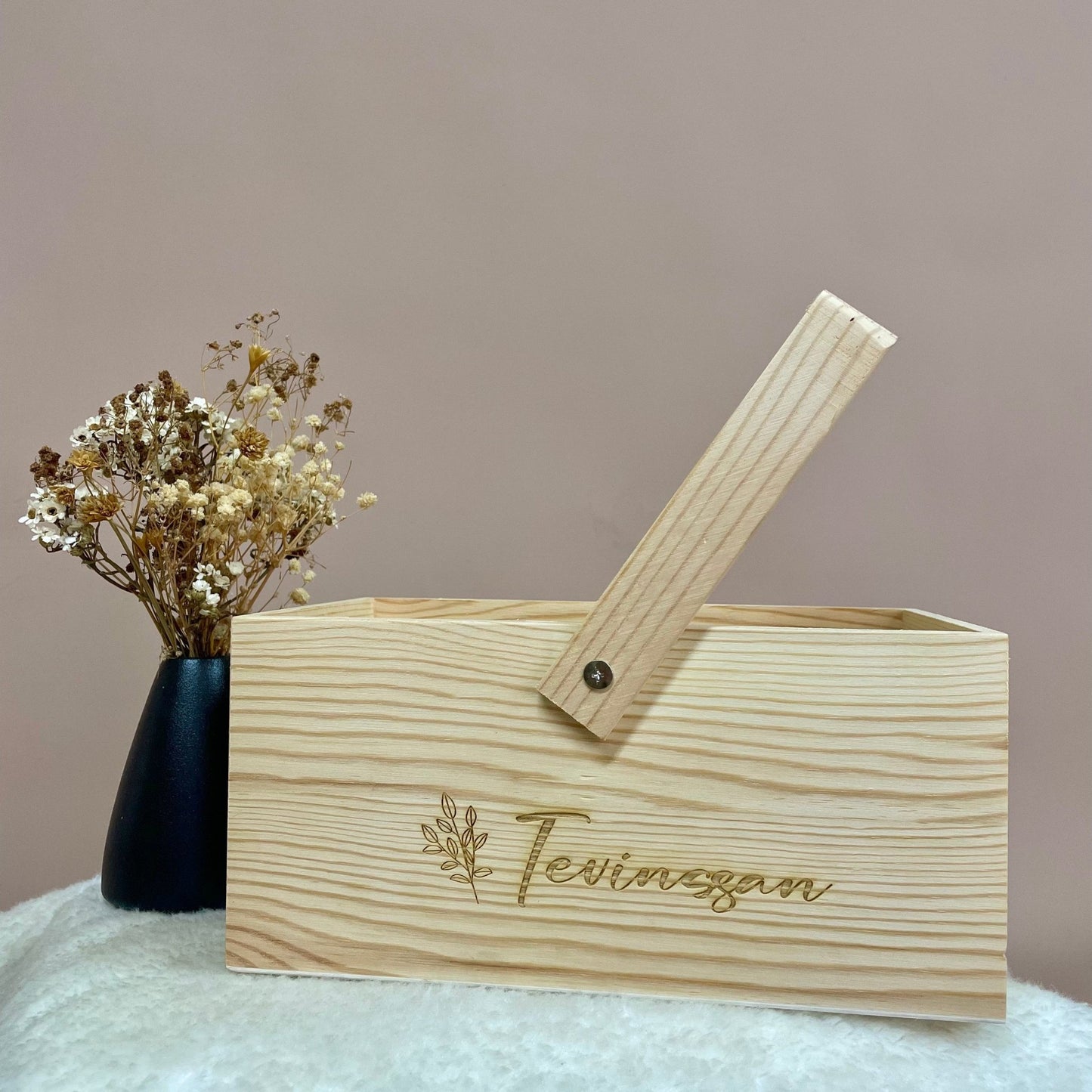 Wooden Crate with Handle - Personalized Gift - The Chic Habitat